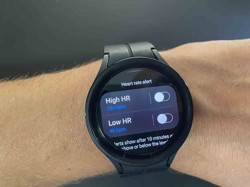 Galaxy watch heart online rate settings